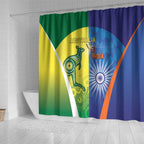 Australia And India Cricket Shower Curtain Ashoka Chakra With Aboriginal - Aussie Hoodie