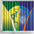 Australia And India Cricket Shower Curtain Ashoka Chakra With Aboriginal - Aussie Hoodie