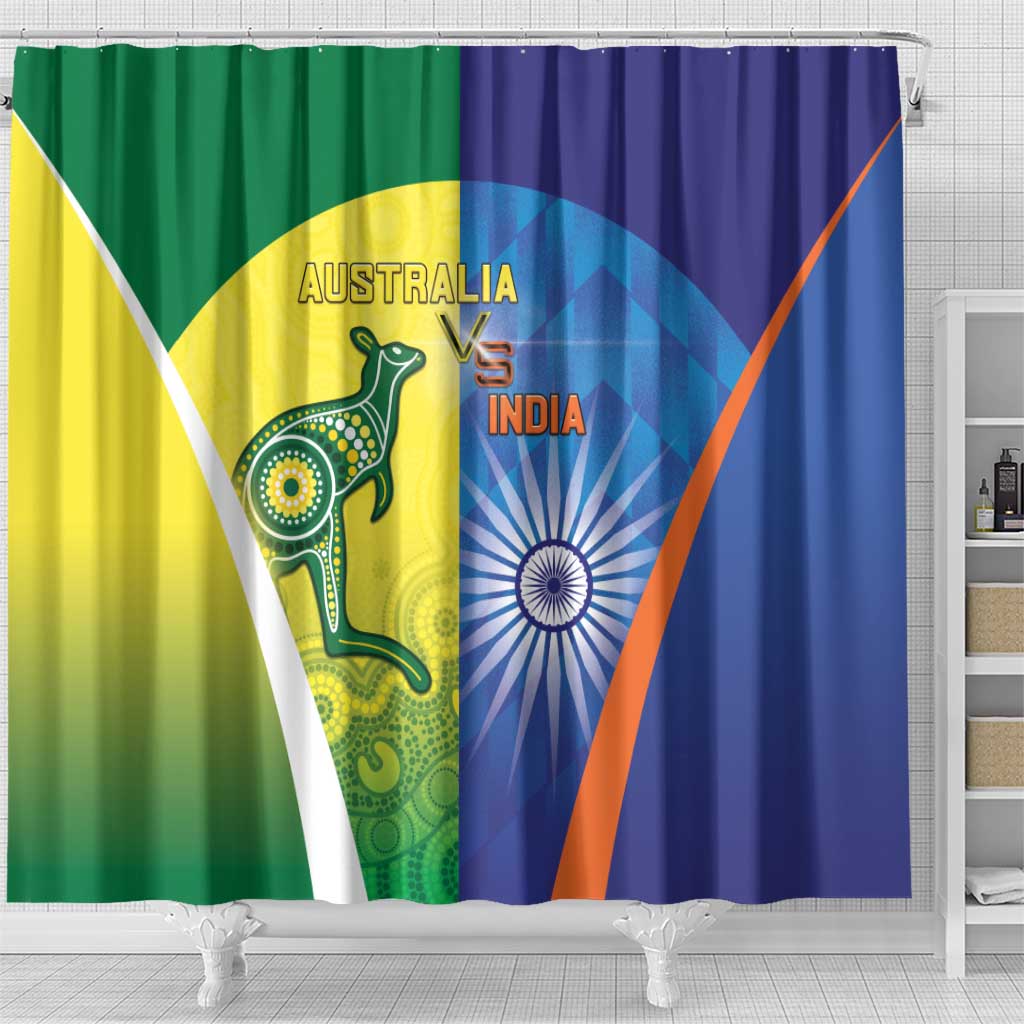 Australia And India Cricket Shower Curtain Ashoka Chakra With Aboriginal - Aussie Hoodie
