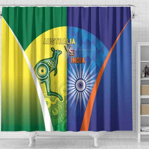 Australia And India Cricket Shower Curtain Ashoka Chakra With Aboriginal - Aussie Hoodie