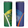 Australia And India Cricket Skinny Tumbler Ashoka Chakra With Aboriginal - Aussie Hoodie