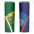 Australia And India Cricket Skinny Tumbler Ashoka Chakra With Aboriginal - Aussie Hoodie