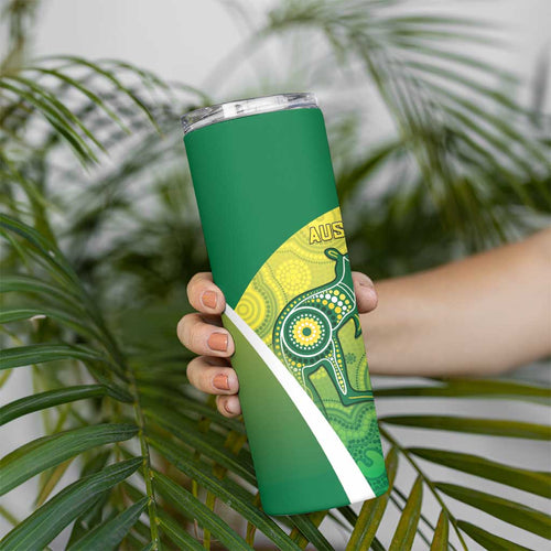 Australia And India Cricket Skinny Tumbler Ashoka Chakra With Aboriginal - Aussie Hoodie
