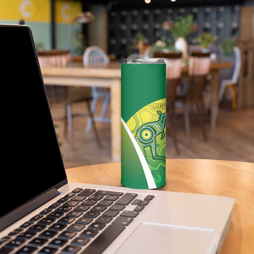 Australia And India Cricket Skinny Tumbler Ashoka Chakra With Aboriginal - Aussie Hoodie