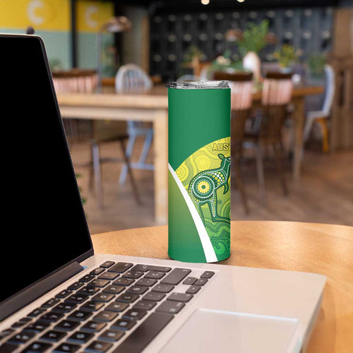 Australia And India Cricket Skinny Tumbler Ashoka Chakra With Aboriginal - Aussie Hoodie