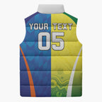 Custom Australia And India Cricket Sleeveless Puffer Jacket Ashoka Chakra With Aboriginal - Aussie Hoodie