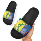 Australia And India Cricket Slide Sandals Ashoka Chakra With Aboriginal - Aussie Hoodie