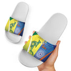 Australia And India Cricket Slide Sandals Ashoka Chakra With Aboriginal - Aussie Hoodie