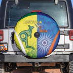Australia And India Cricket Spare Tire Cover Ashoka Chakra With Aboriginal - Aussie Hoodie