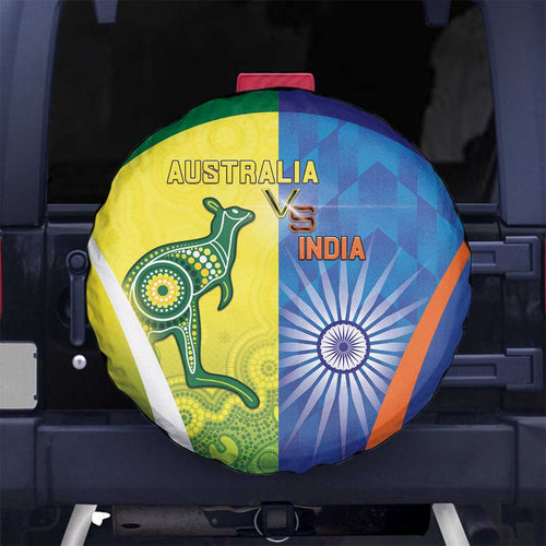 Australia And India Cricket Spare Tire Cover Ashoka Chakra With Aboriginal - Aussie Hoodie