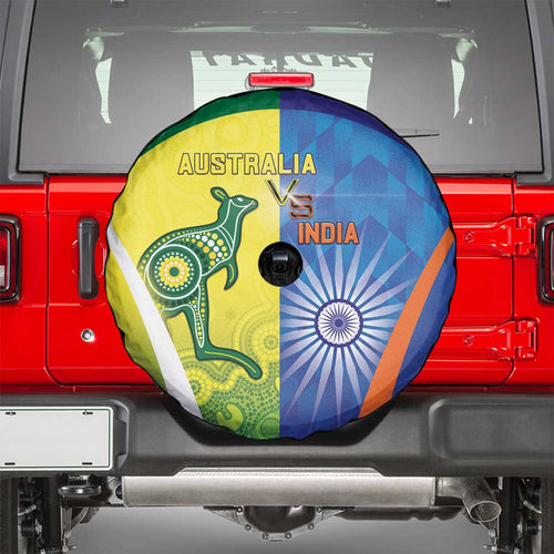 Australia And India Cricket Spare Tire Cover Ashoka Chakra With Aboriginal - Aussie Hoodie