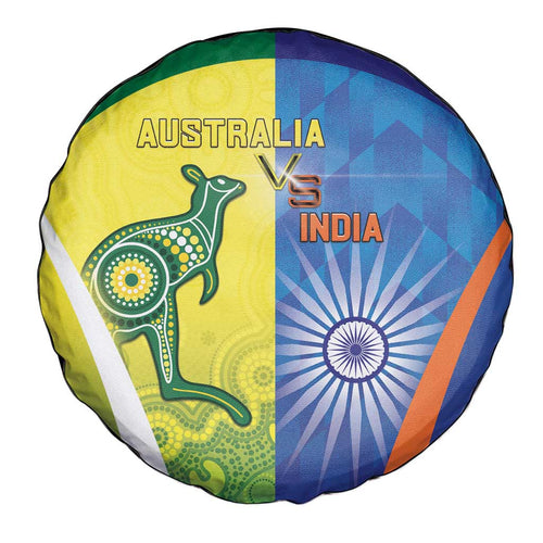 Australia And India Cricket Spare Tire Cover Ashoka Chakra With Aboriginal - Aussie Hoodie