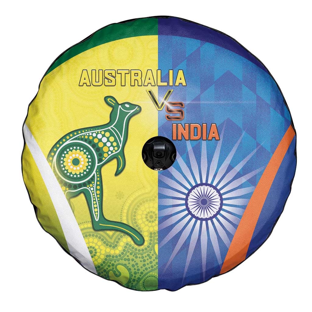 Australia And India Cricket Spare Tire Cover Ashoka Chakra With Aboriginal - Aussie Hoodie