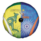 Australia And India Cricket Spare Tire Cover Ashoka Chakra With Aboriginal - Aussie Hoodie