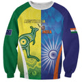 Custom Australia And India Cricket Sweatshirt Ashoka Chakra With Aboriginal - Aussie Hoodie