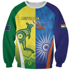 Custom Australia And India Cricket Sweatshirt Ashoka Chakra With Aboriginal - Aussie Hoodie