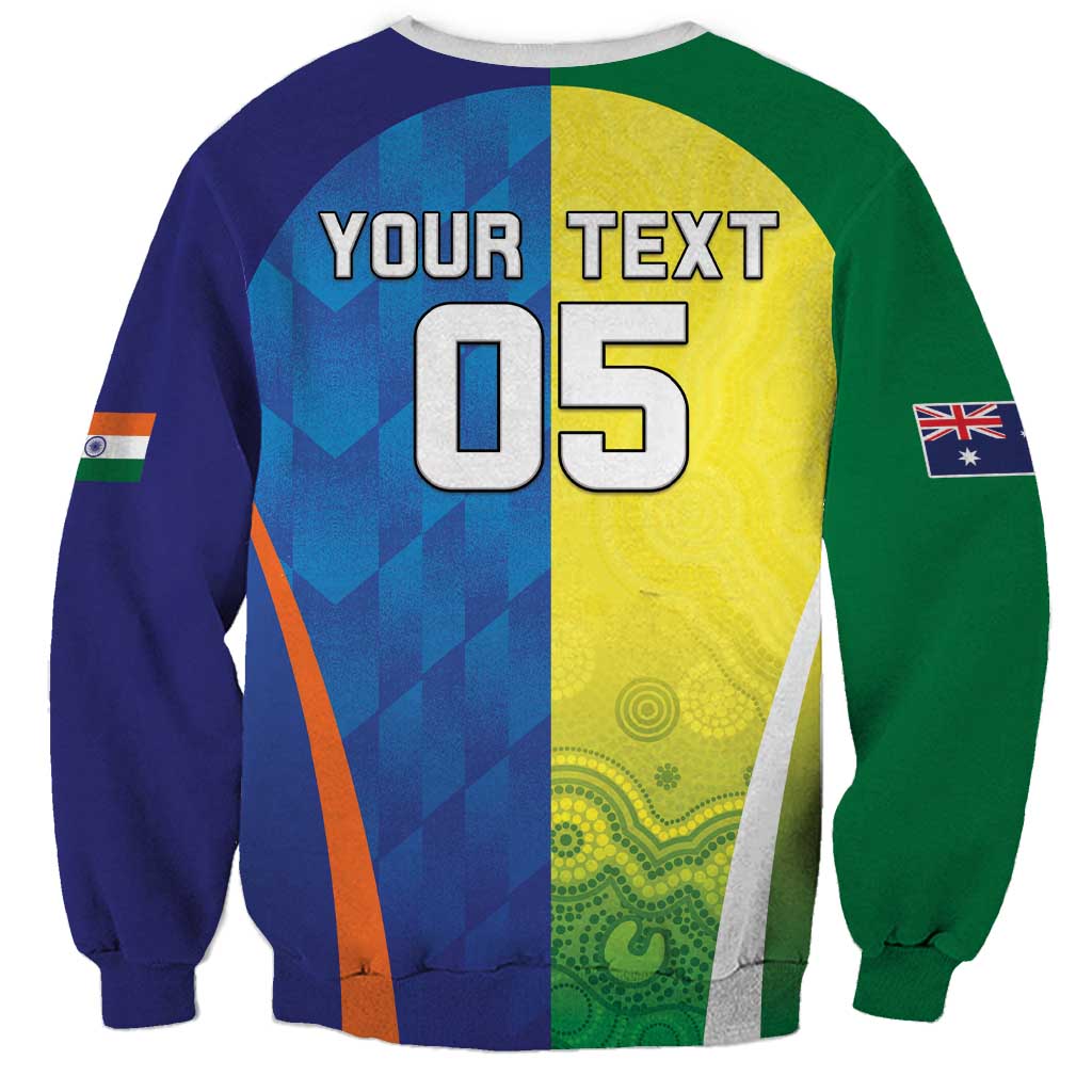 Custom Australia And India Cricket Sweatshirt Ashoka Chakra With Aboriginal - Aussie Hoodie