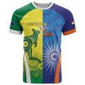 Custom Australia And India Cricket T Shirt Ashoka Chakra With Aboriginal - Aussie Hoodie