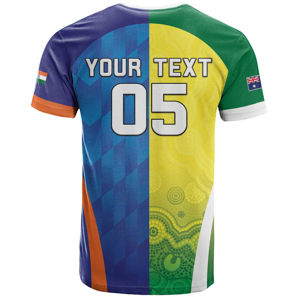 Custom Australia And India Cricket T Shirt Ashoka Chakra With Aboriginal - Aussie Hoodie