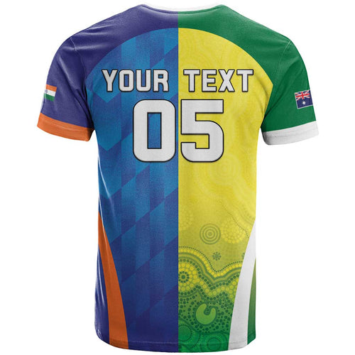 Custom Australia And India Cricket T Shirt Ashoka Chakra With Aboriginal - Aussie Hoodie