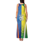 Custom Australia And India Cricket Tank Maxi Dress Ashoka Chakra With Aboriginal - Aussie Hoodie