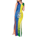 Custom Australia And India Cricket Tank Maxi Dress Ashoka Chakra With Aboriginal - Aussie Hoodie