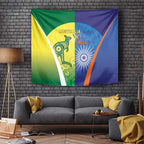 Australia And India Cricket Tapestry Ashoka Chakra With Aboriginal - Aussie Hoodie