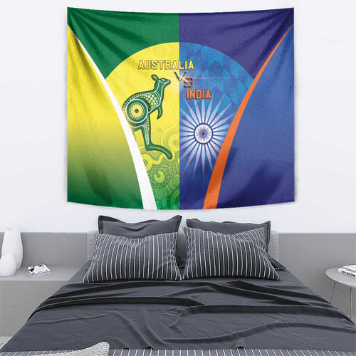 Australia And India Cricket Tapestry Ashoka Chakra With Aboriginal - Aussie Hoodie