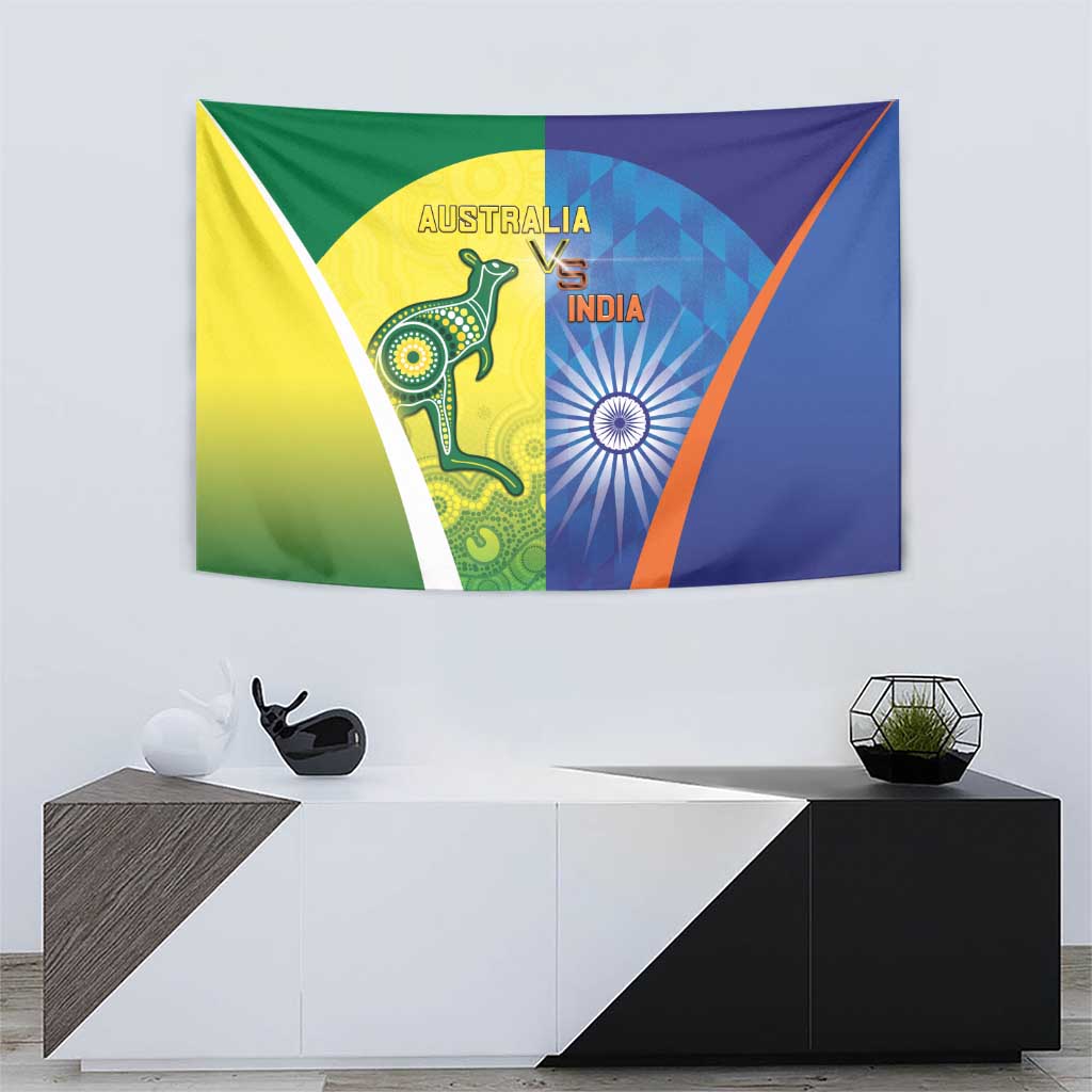 Australia And India Cricket Tapestry Ashoka Chakra With Aboriginal - Aussie Hoodie
