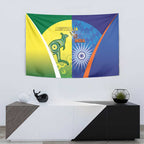 Australia And India Cricket Tapestry Ashoka Chakra With Aboriginal - Aussie Hoodie