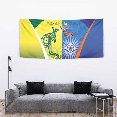Australia And India Cricket Tapestry Ashoka Chakra With Aboriginal - Aussie Hoodie
