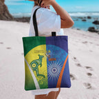 Australia And India Cricket Tote Bag Ashoka Chakra With Aboriginal - Aussie Hoodie