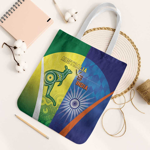 Australia And India Cricket Tote Bag Ashoka Chakra With Aboriginal - Aussie Hoodie