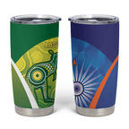 Australia And India Cricket Tumbler Cup Ashoka Chakra With Aboriginal - Aussie Hoodie