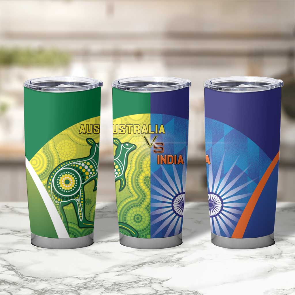 Australia And India Cricket Tumbler Cup Ashoka Chakra With Aboriginal - Aussie Hoodie