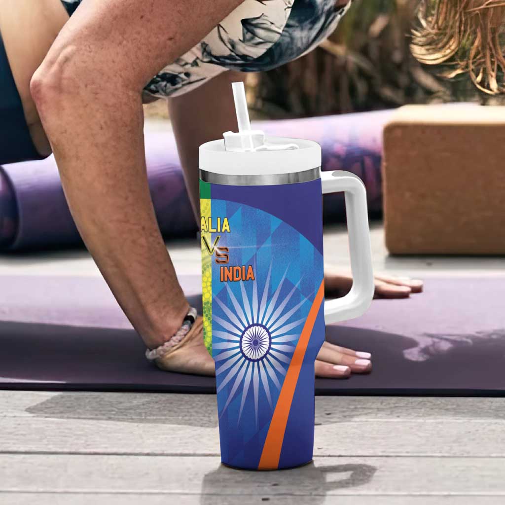 Australia And India Cricket Tumbler With Handle Ashoka Chakra With Aboriginal - Aussie Hoodie