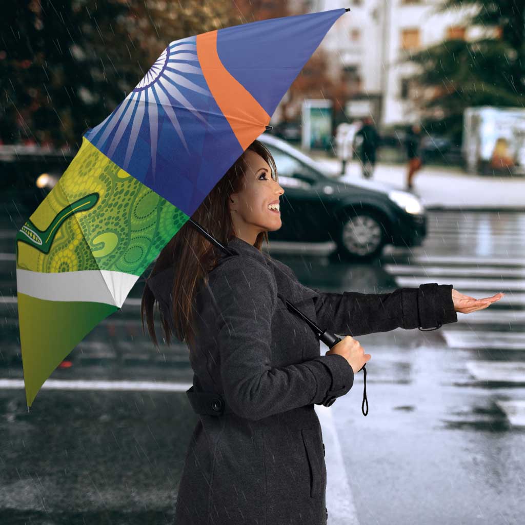 Australia And India Cricket Umbrella Ashoka Chakra With Aboriginal - Aussie Hoodie