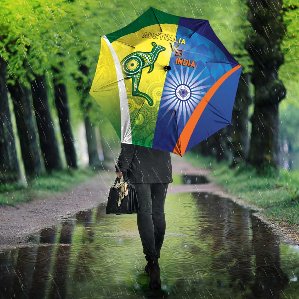 Australia And India Cricket Umbrella Ashoka Chakra With Aboriginal - Aussie Hoodie