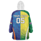 Custom Australia And India Cricket Wearable Blanket Hoodie Ashoka Chakra With Aboriginal - Aussie Hoodie