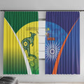 Australia And India Cricket Window Curtain Ashoka Chakra With Aboriginal - Aussie Hoodie
