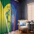 Australia And India Cricket Window Curtain Ashoka Chakra With Aboriginal - Aussie Hoodie