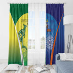 Australia And India Cricket Window Curtain Ashoka Chakra With Aboriginal - Aussie Hoodie