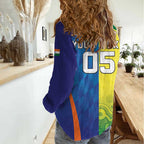 Custom Australia And India Cricket Women Casual Shirt Ashoka Chakra With Aboriginal - Aussie Hoodie