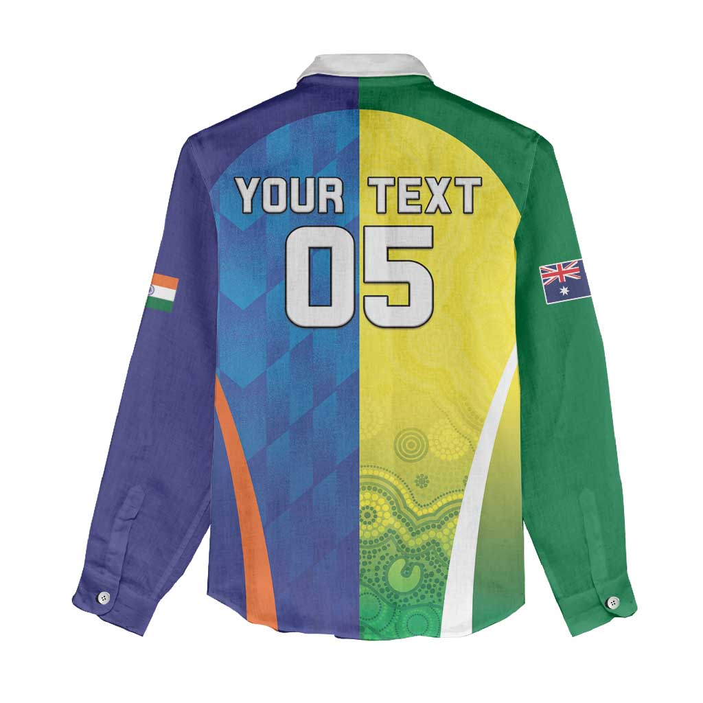 Custom Australia And India Cricket Women Casual Shirt Ashoka Chakra With Aboriginal - Aussie Hoodie