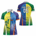Custom Australia And India Cricket Women Polo Shirt Ashoka Chakra With Aboriginal - Aussie Hoodie