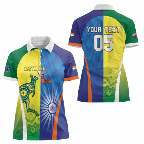 Custom Australia And India Cricket Women Polo Shirt Ashoka Chakra With Aboriginal - Aussie Hoodie