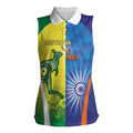 Custom Australia And India Cricket Women Sleeveless Polo Shirt Ashoka Chakra With Aboriginal - Aussie Hoodie