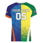 Custom Australia And India Cricket Women V-Neck T-Shirt Ashoka Chakra With Aboriginal - Aussie Hoodie