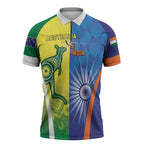 Custom Australia And India Cricket Zipper Polo Shirt Ashoka Chakra With Aboriginal - Aussie Hoodie