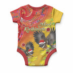 New Zealand Piwakawaka Christmas Baby Onesie With Maori Pattern